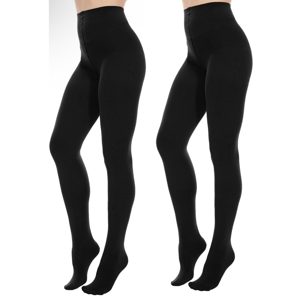 New Citystl Opaque Black Tights 80D Tummy Compression Plus 3X-Large
